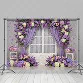 Lofaris Violet Floral Curtain Window Sweet Wedding Backdrop